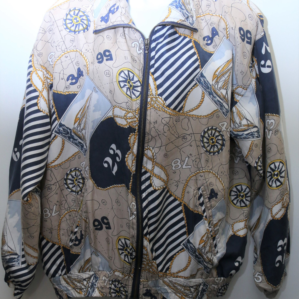 90's Vintage "OUTBROOK" Silk Patterned Jacket